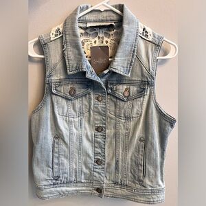 Anthropologie Pilcro and the Letterpress Denim and Lace Vest NEW